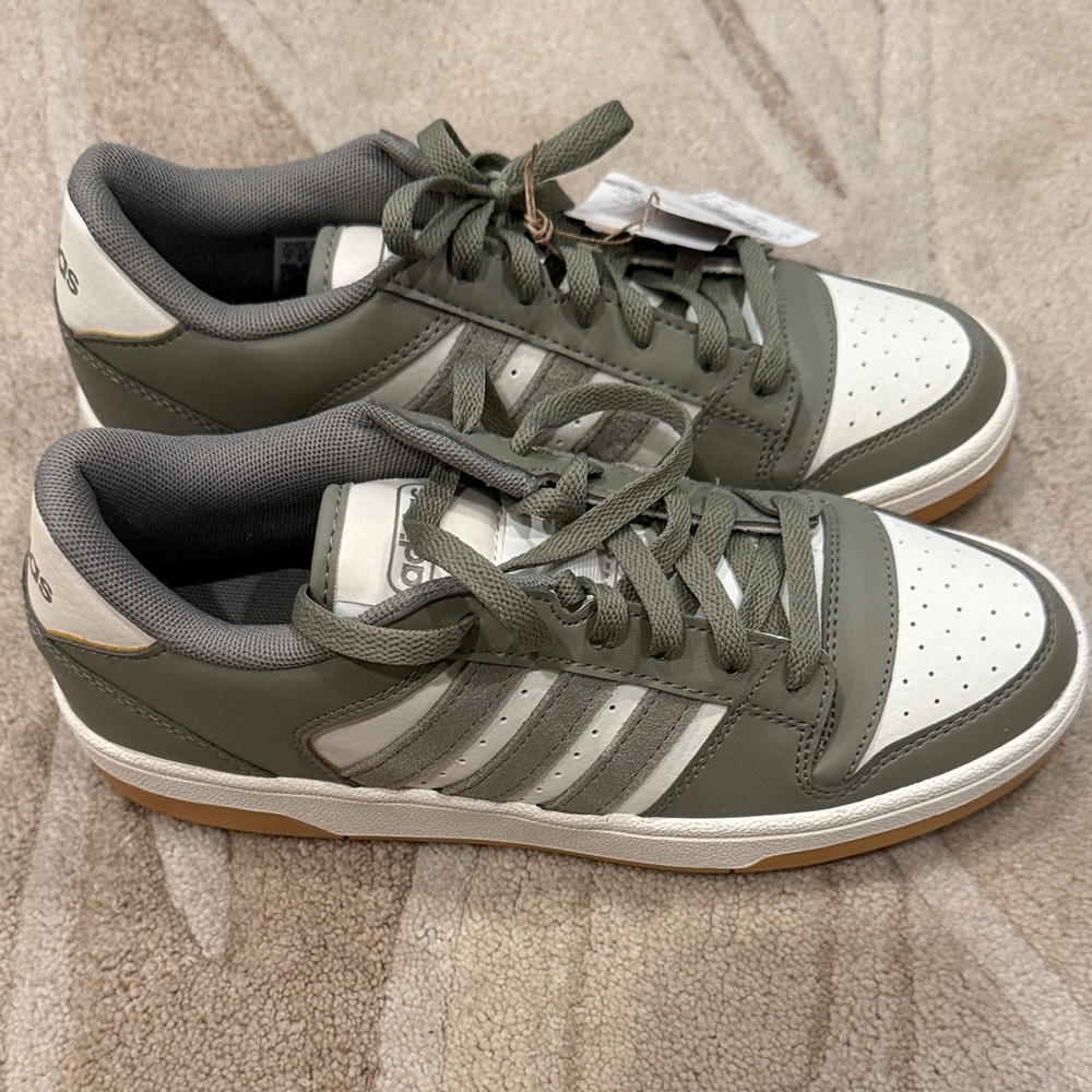 Adidas Men's Olive and White Sneakers